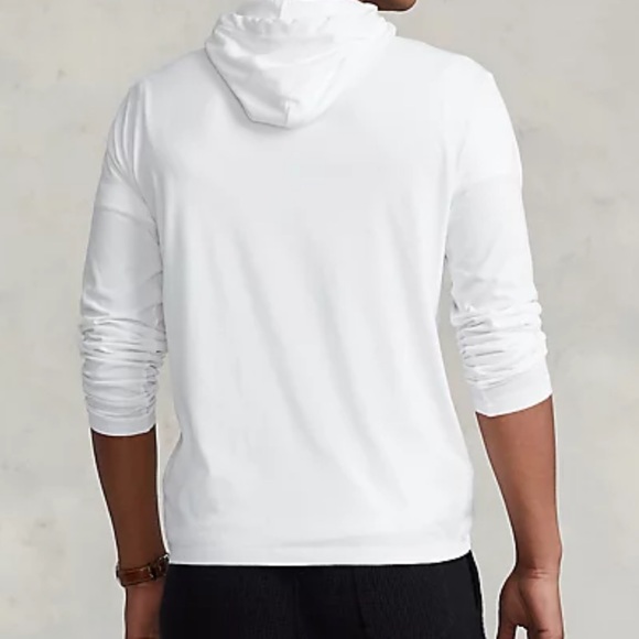 Ralph Lauren men’s White Jersey hoodie Lg - Picture 5 of 5